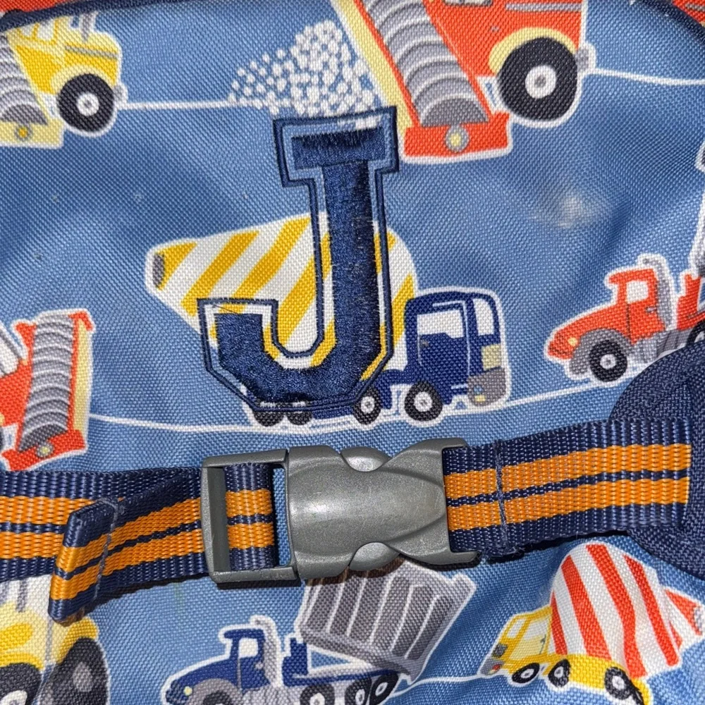 Pottery Barn Kids Construction Backpack size Small with “J” on front - Picture 2 of 8